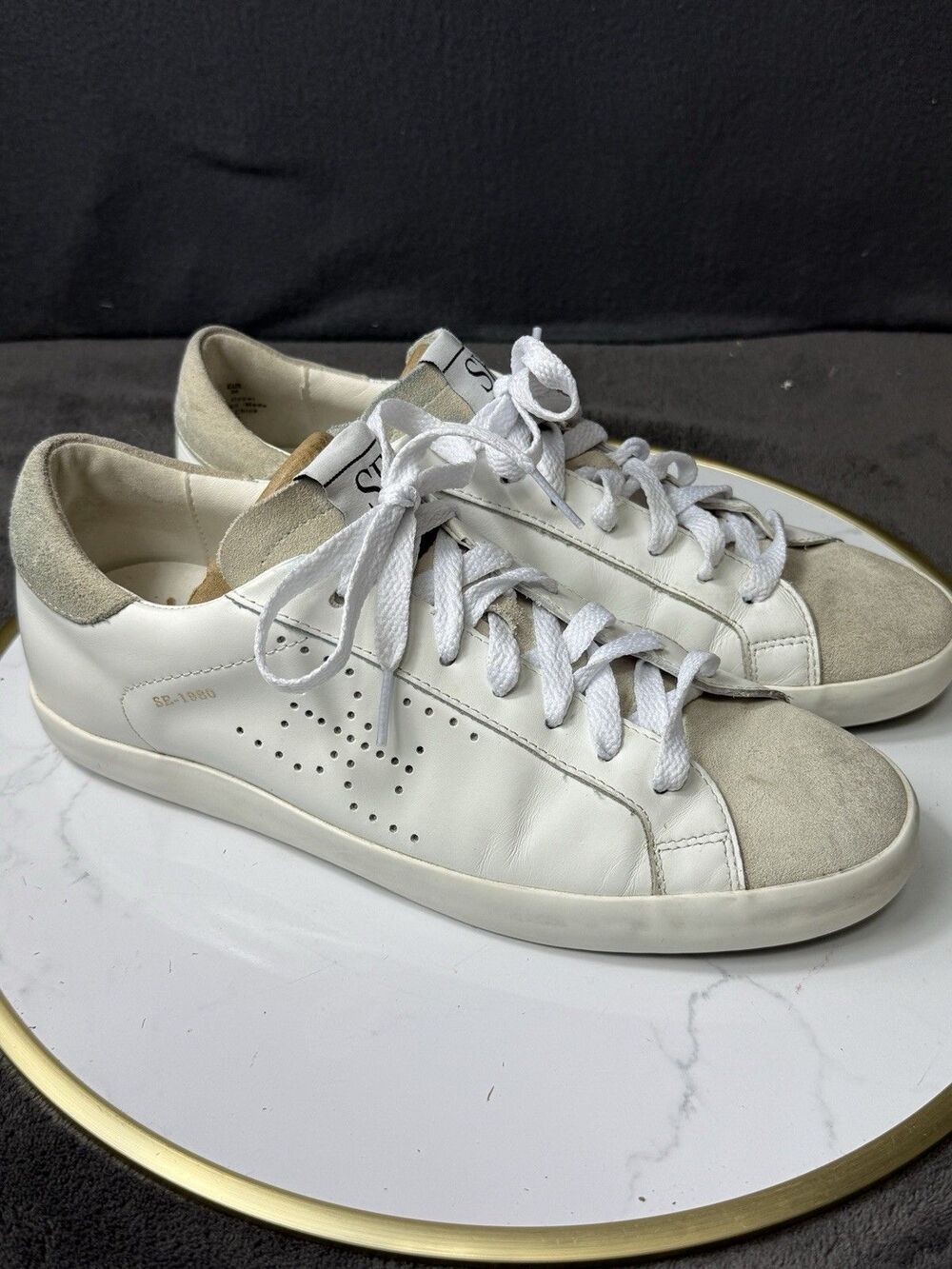 Sam Edelman Aubrie White Leather Lace Up Sneakers Shoes Womens Size 8 M Walking